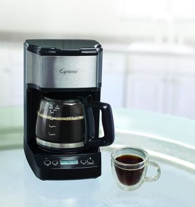 Capresso-5-Cup-Mini-Drip-Coffee-Maker,-Black-and-Stainless-Steel