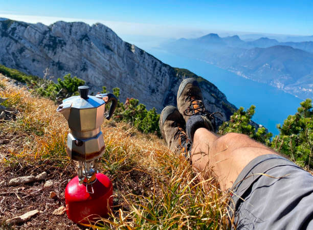 relax with moka coffee in the mountains