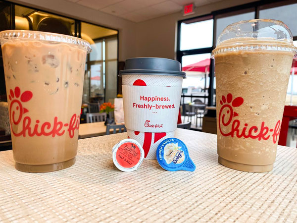 Chick-fil-A hot coffee iced coffee and frosted