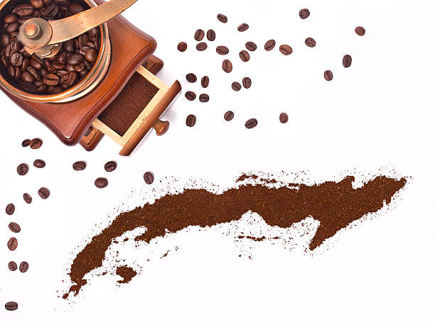 Coffee powder in the shape of Cuba