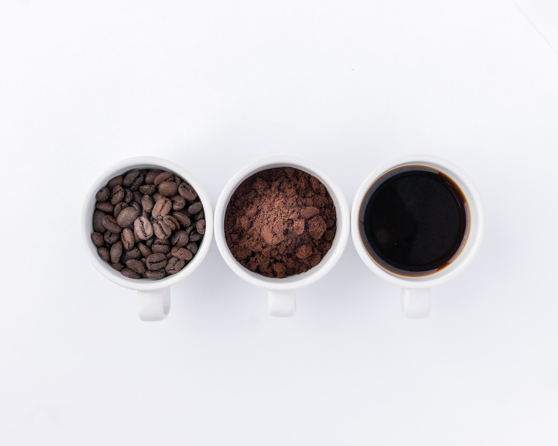 Cups showing the stages of coffee